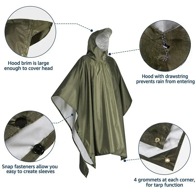 2026 3‑in‑1 Waterproof Hooded  - đánh giá và giá Camping Rain Poncho