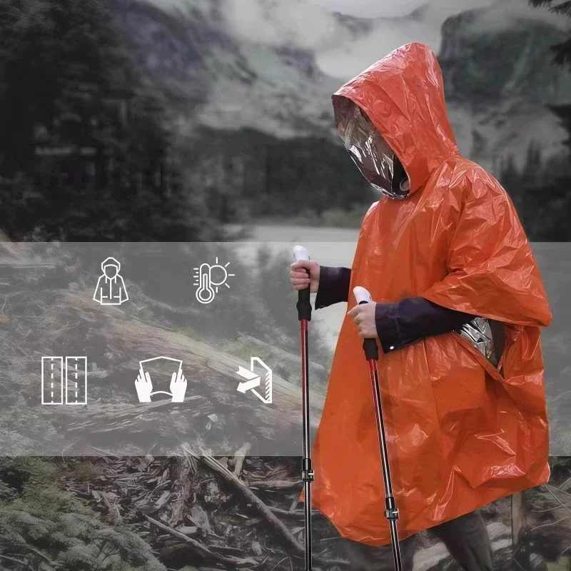 Hooded Emergency Rain Poncho W - đánh giá và giá Camping Rain Poncho